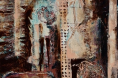 009 The Seventh Gate,  Mixed media on wood, 42" x 32"